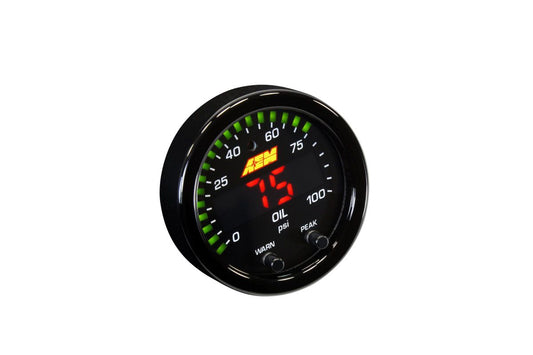 AEM X Series Oil Fuel Pressure Gauge 0-100 psi Black/Black 30-0301 SKU# 30-0301